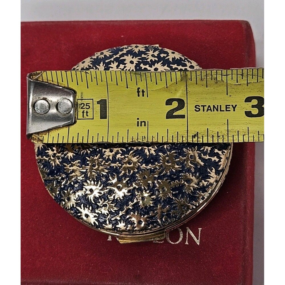 Vtg Revlon Moon Drops Demi Makeup Compact w/ Box Van Cleef & Arpels Blue Floral - Picture 5 of 6